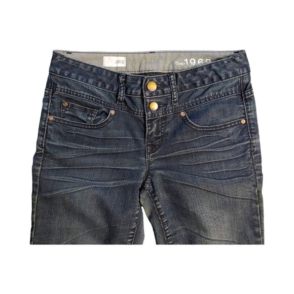 Gap 1969 Jeans Women's Size 26 Dark Wash Low Rise Stretch Skinny Denim Pants - Picture 5 of 11